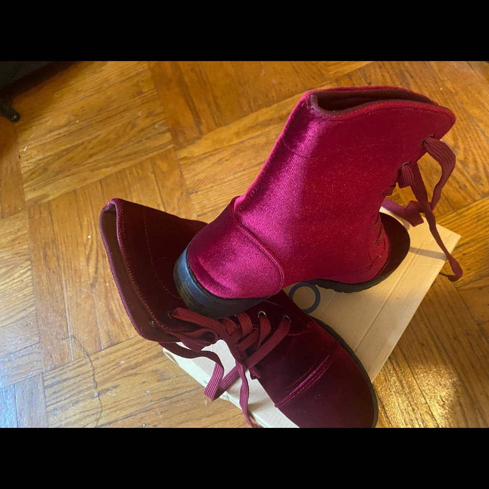 Velvet Burgundy boots size 8 1/2